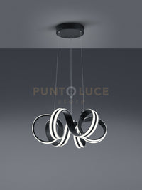 CARRERA SOSPENSIONE LED METALLO NERO TIRANTI REGOLABILI CON VARIAZIONE INTENSITA' CON INTERRUTTORE A PARETE D. 55CM