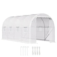 Serra da Giardino a Tunnel 5x2x2m con Struttura in Acciaio e Telo in Polietilene Bianco