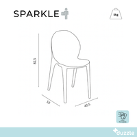 Sparkle, Set di 4 sedie in policarbonato colore Rosso  (42.5cm X 53cm H. 82.5cm)| Duzzle