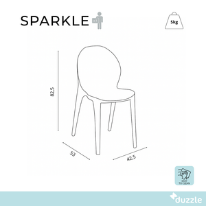 Sparkle, Set di 4 sedie in policarbonato colore Grigio (42.5cm X 53cm H. 82.5cm)| Duzzle