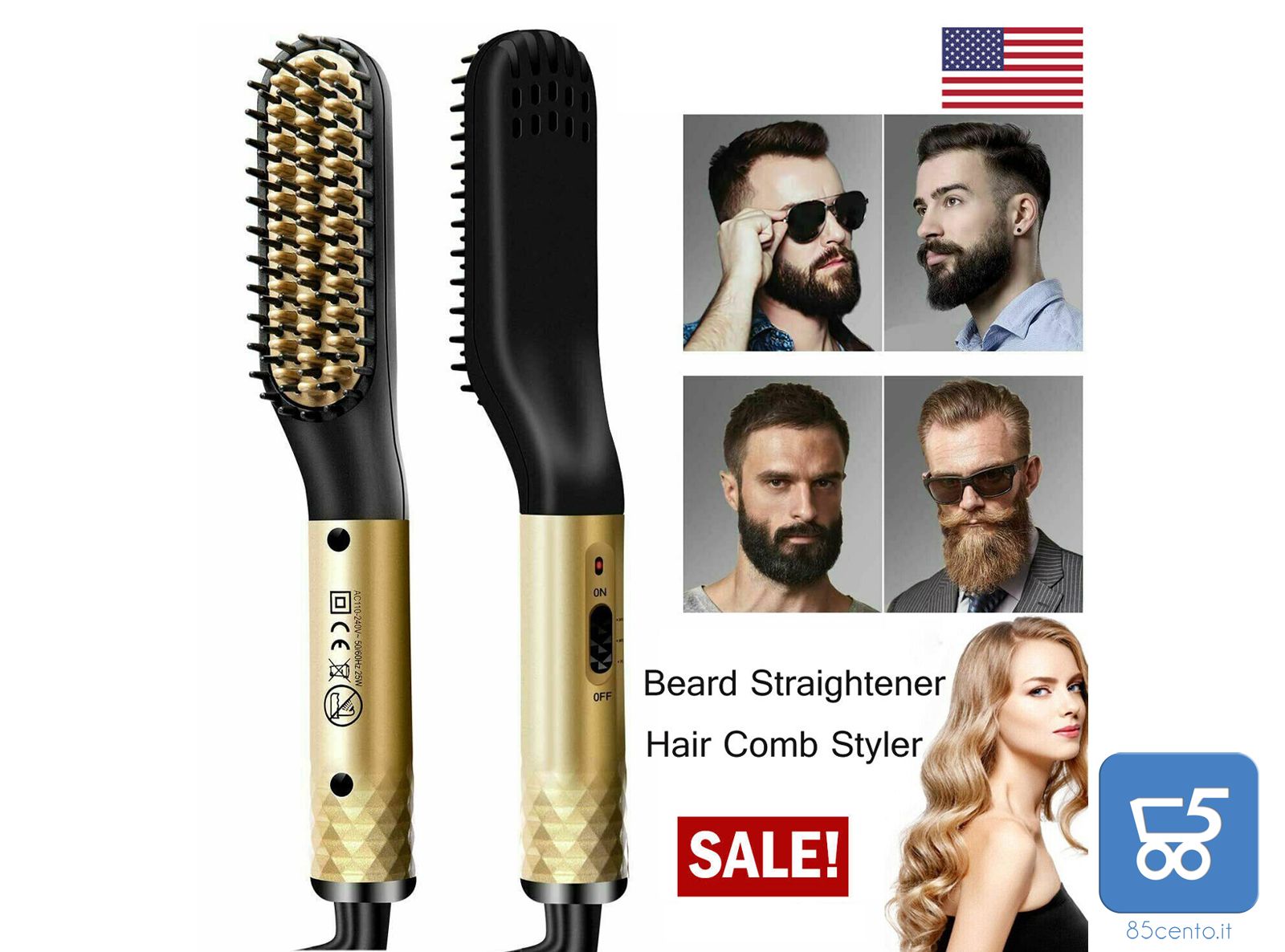 Spazzola Elettrica Multifunzione per Barba e Capelli Riscaldata Antiscottatura 30W