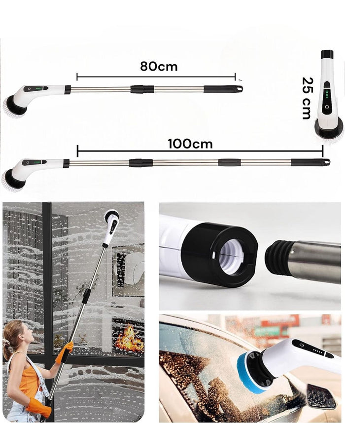 Spazzola Elettrica Rotante Pulizia Cucina Piastrelle Bagno 7 Testine 25w MZ-003