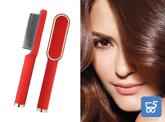 Spazzola Lisciante Elettrica Pettine Termico Antiscottatura per Tutti i Capelli 34W