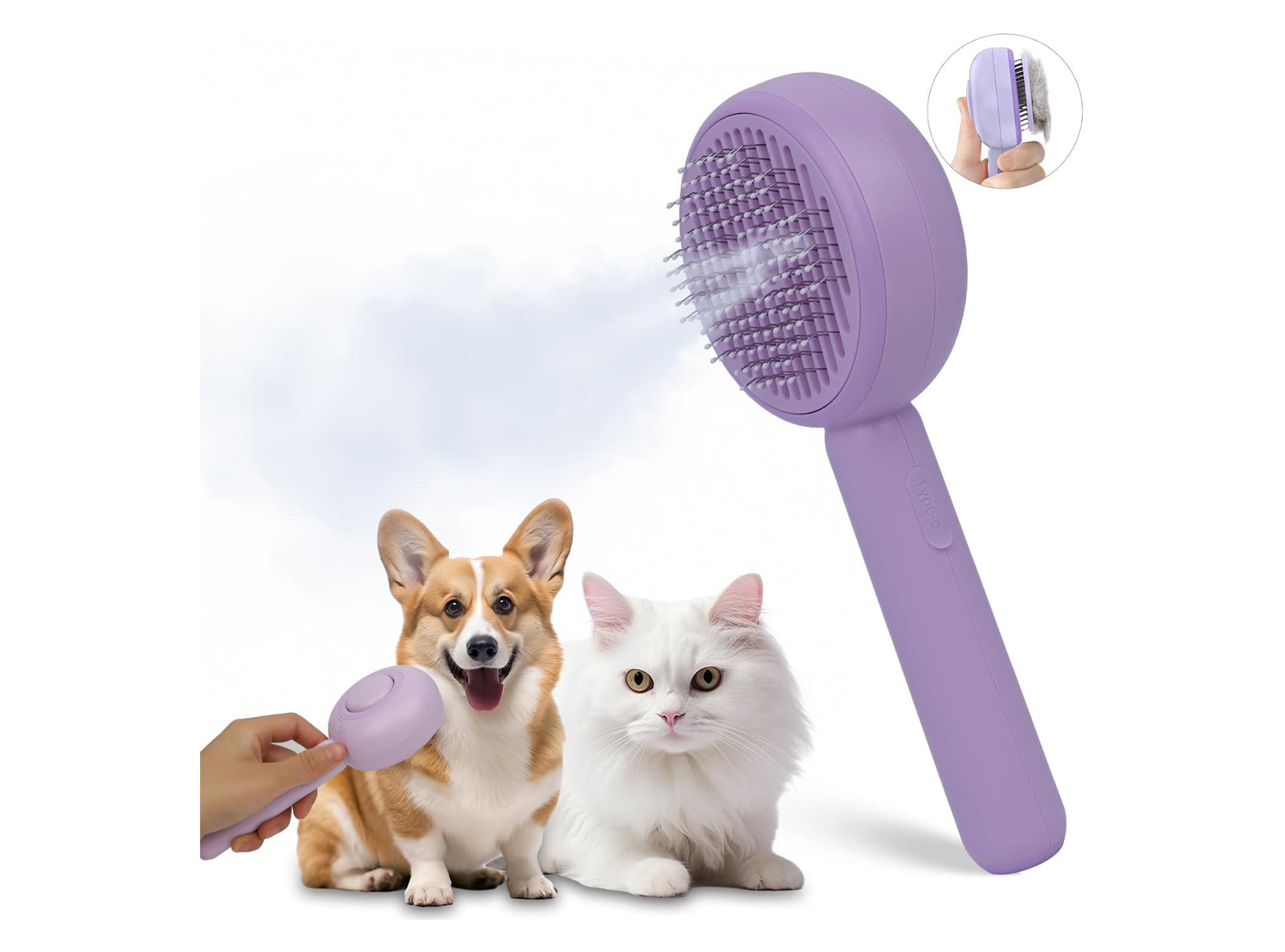 Spazzola Lollipop a Vapore per Gatti e Cani Pulizia e Relax con Acqua Calda con Cavo di Ricarica e Accessori