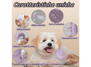 Spazzola Lollipop a Vapore per Gatti e Cani Pulizia e Relax con Acqua Calda con Cavo di Ricarica e Accessori