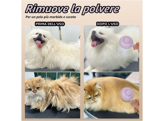 Spazzola Lollipop a Vapore per Gatti e Cani Pulizia e Relax con Acqua Calda con Cavo di Ricarica e Accessori