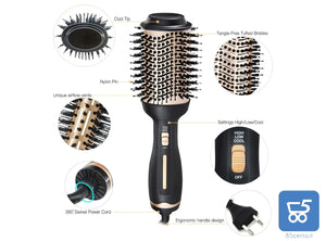 Spazzola Multifunzione per Capelli Hot Air Comb con 3 Temperature e 2 Livelli di Flusso d'Aria per Acconciatura Negativa per tutti i tipi di capelli - EX DEMO