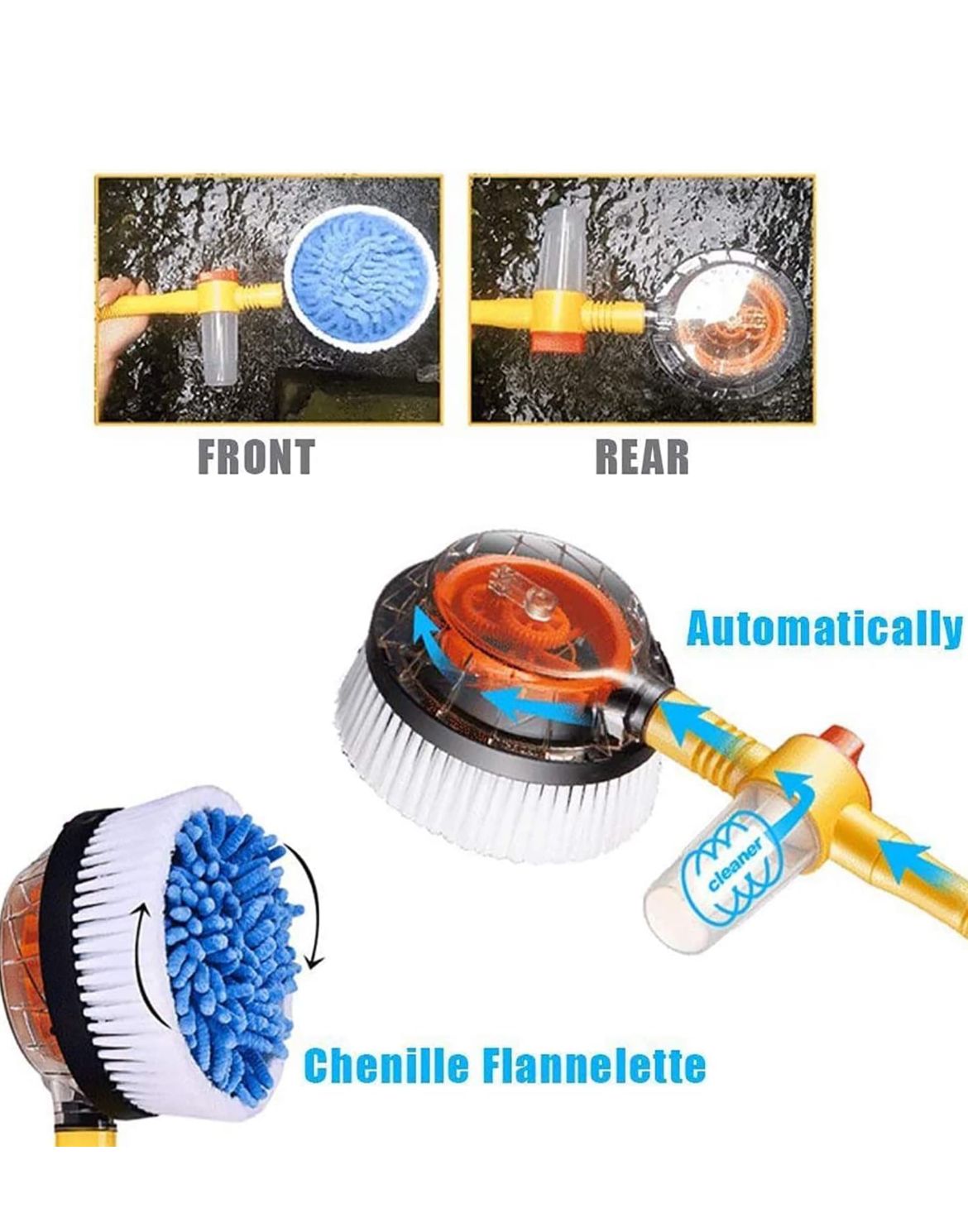 Spazzola Rotante Lavaggio Auto Finestre Alta Pressione con Serbatoio per Sapone