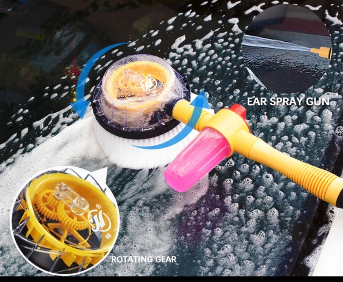 Spazzola Rotante Lavaggio Auto Finestre Alta Pressione con Serbatoio per Sapone