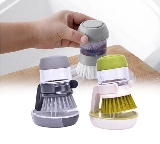 Spazzola lava piatti pentole stoviglie con dispenser di detersivo sapone