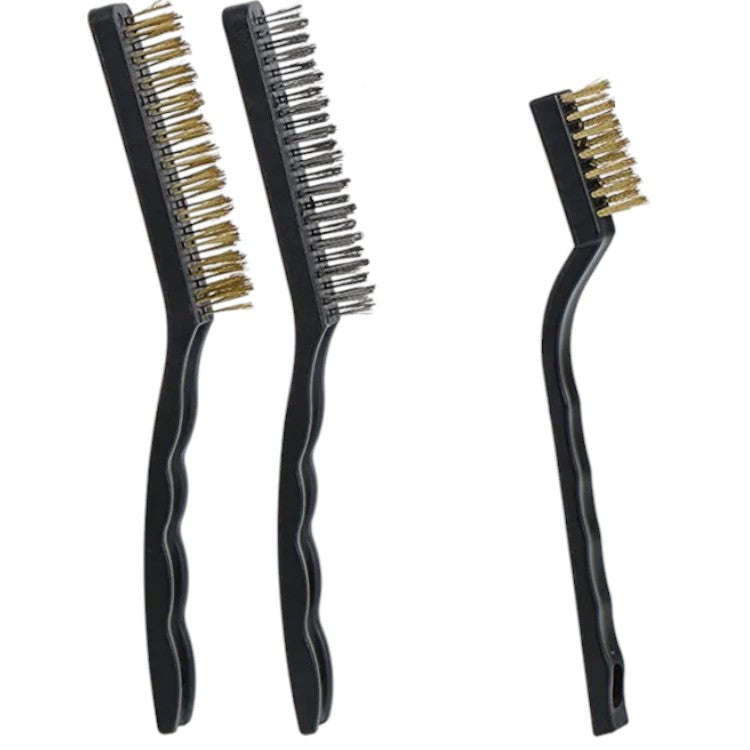 Spazzole In Acciaio Set 3 Spazzole Raschietti Per Metallo Rame Ferro Ottone07056