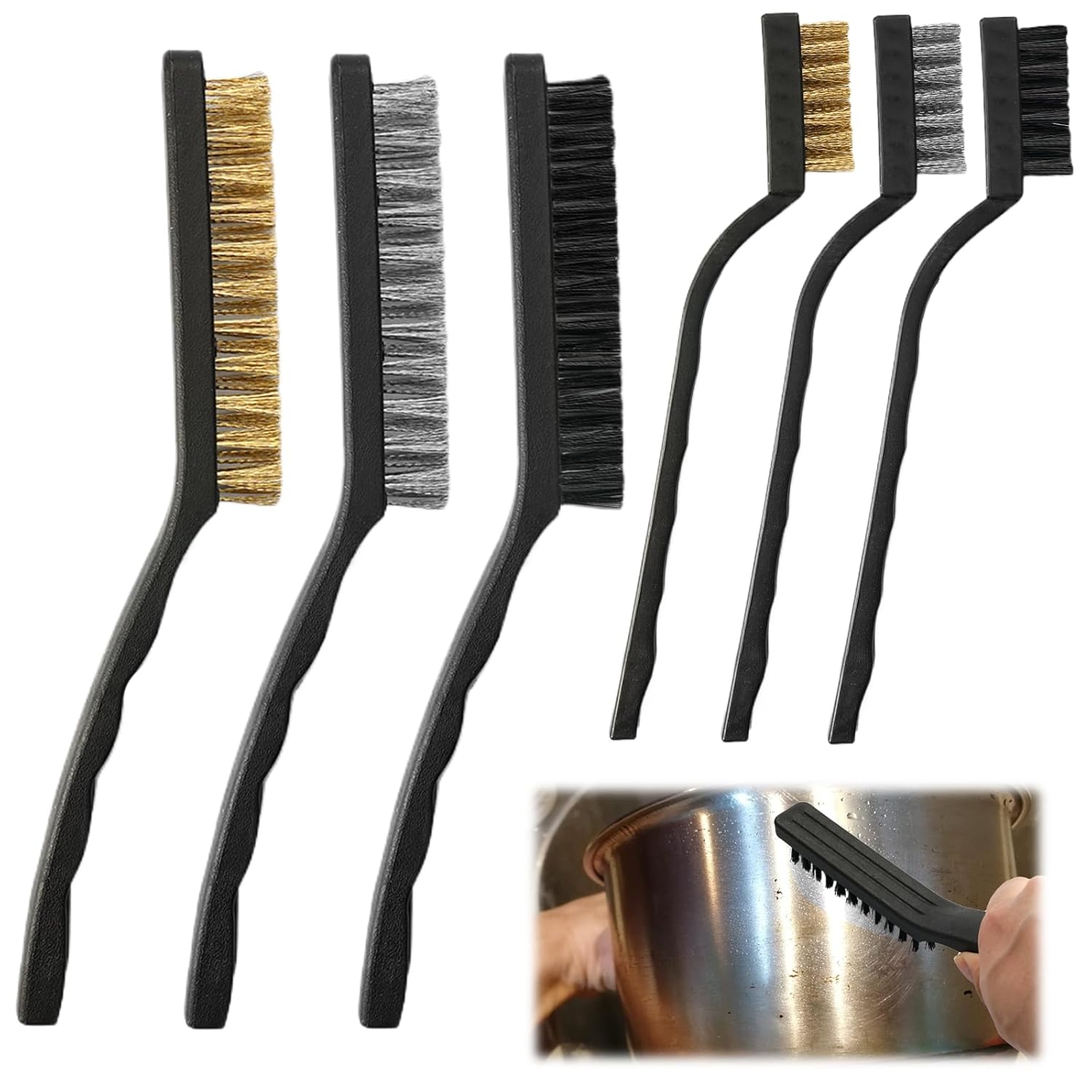 Spazzole In Acciaio Set 6 Spazzole Raschietti Per Metallo Rame Ferro Otton 07057