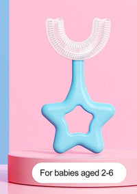 Spazzolino denti manuale a forma di U testina silicone per bambini da 2 a 6 anni