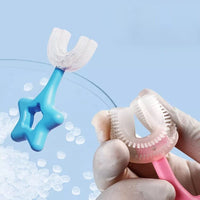 Spazzolino denti manuale a forma di U testina silicone per bambini da 2 a 6 anni