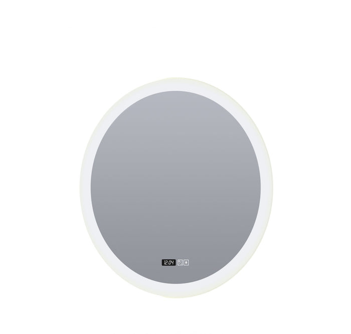 Specchio da bagno rotondo - Orologio digitale, antiappannamento
