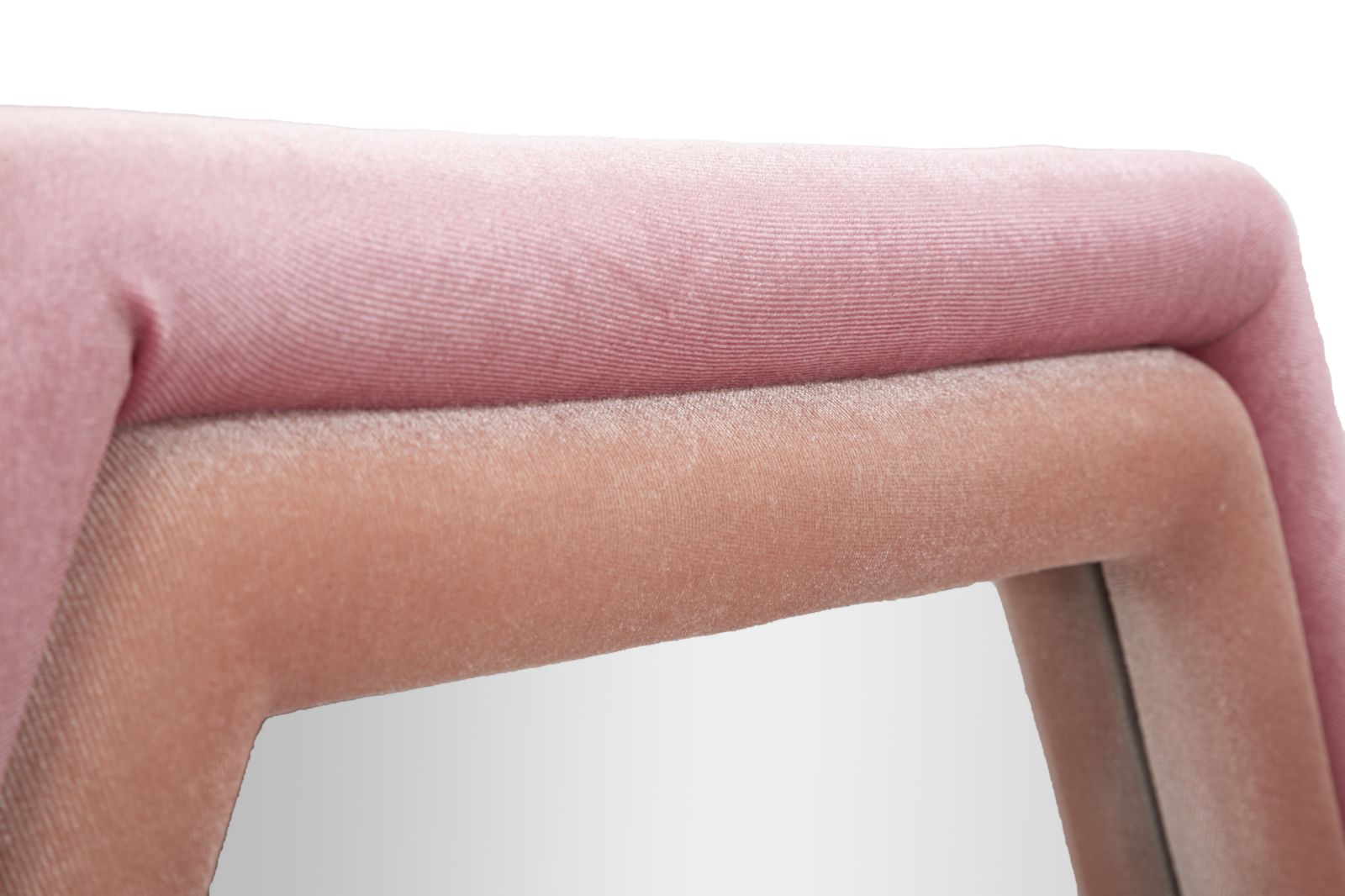 Specchio da muro esagonale in velluto rosa chiaro e scuro 75x4x78cm TONY