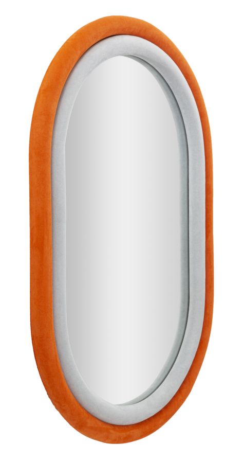 Specchio da muro velluto grigio arancio 60x4x90cm ANTONY