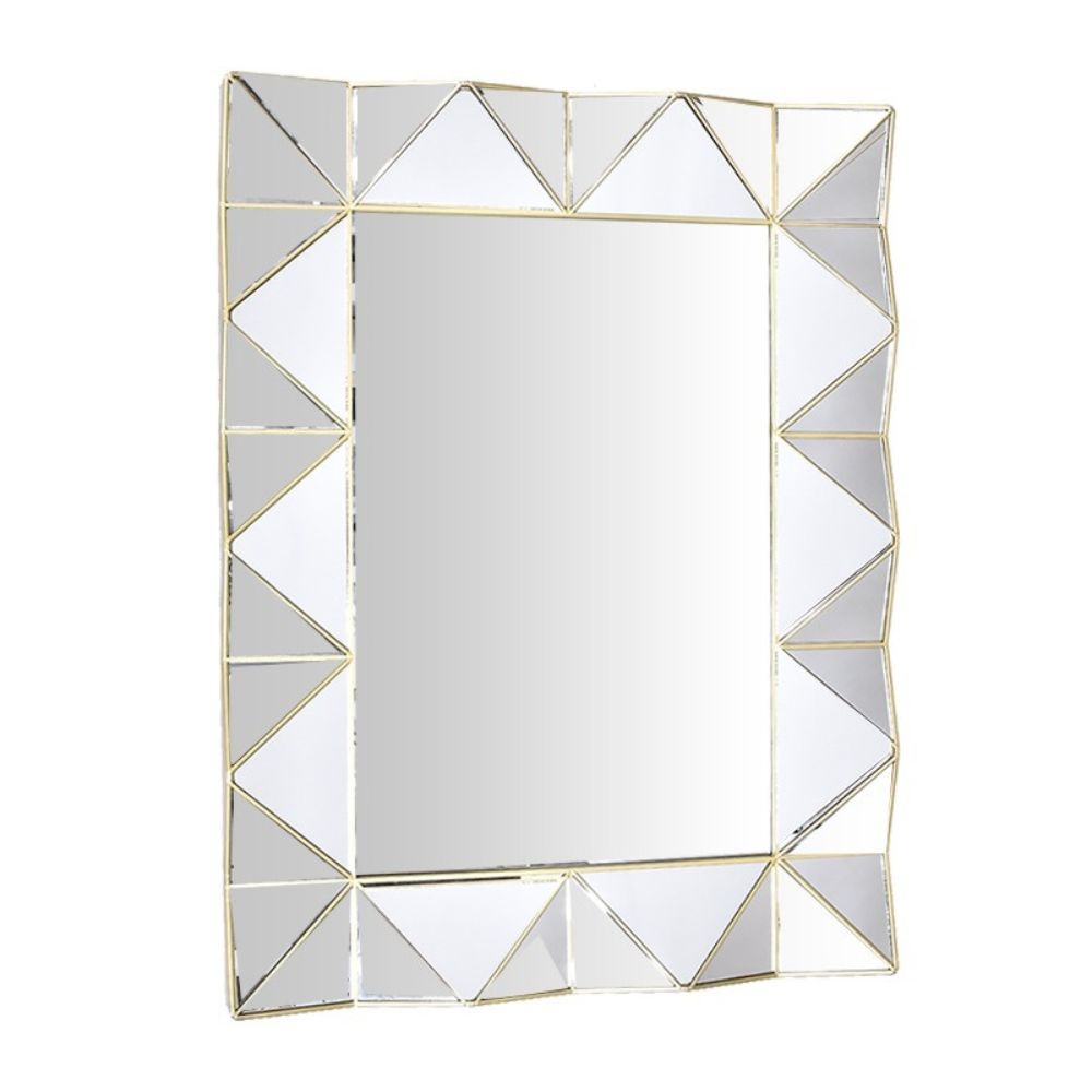 Specchio da parete con cornice specchiata e bordino oro Specchio3