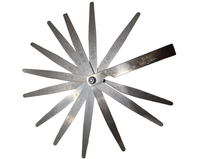 Spessimetro Valvole di Precisione 13 Lame Strumento Misura Imperiale 0,05 A 1,0