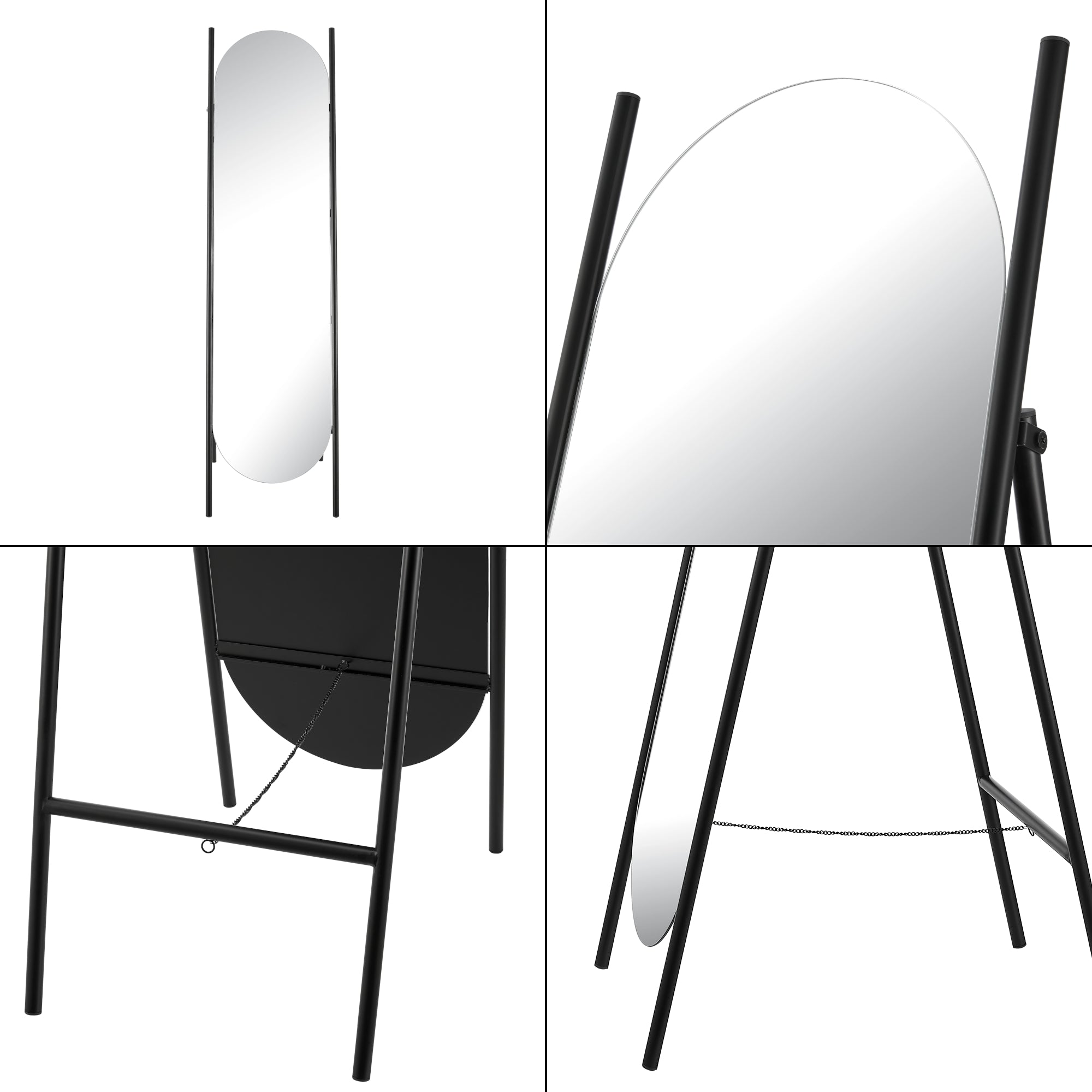 Specchio da Terra Fardella a Figura Intera - Nero [en.casa]