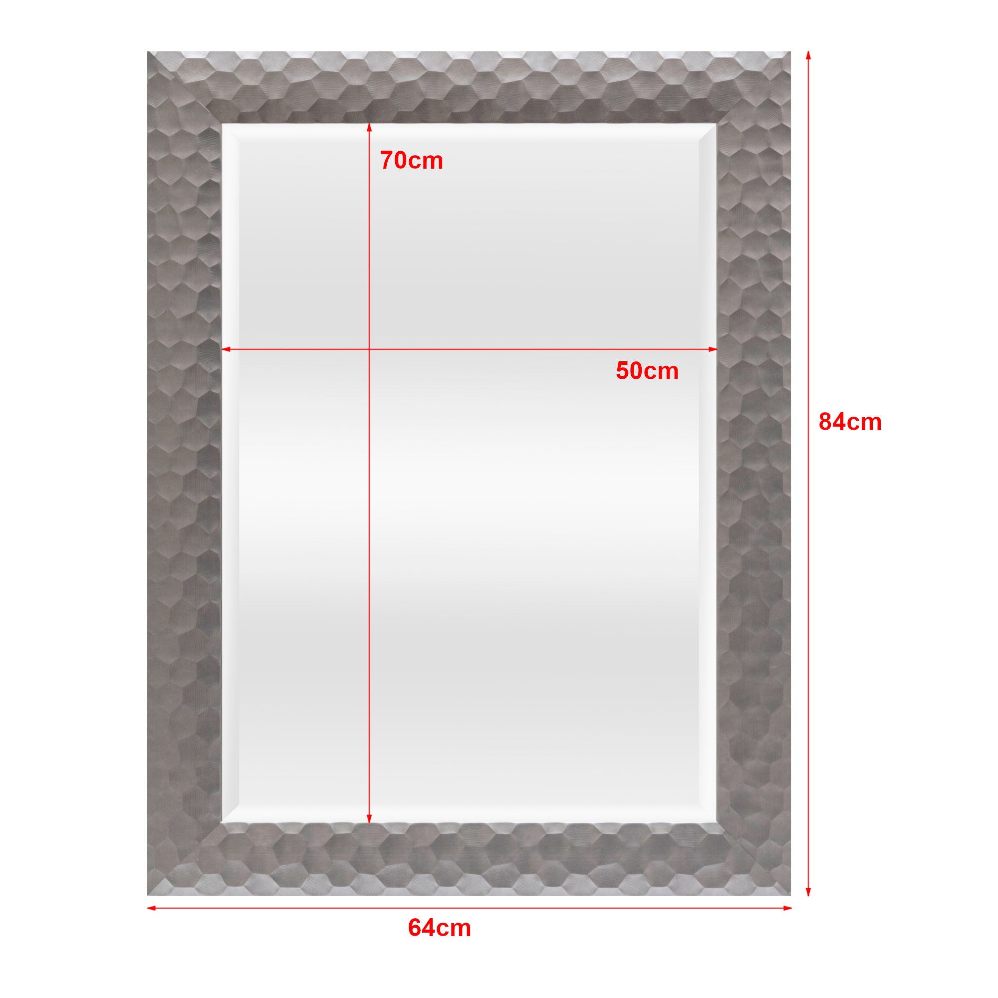 Specchio da Parete Ocre Cornice Decorativo a Nido d'Ape 84 x 64 cm Grigio Argento [en.casa]