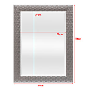 Specchio da Parete Ocre Cornice Decorativo a Nido d'Ape 84 x 64 cm Grigio Argento [en.casa]