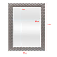 Specchio da Parete Ocre Cornice Decorativo a Nido d'Ape 104 x 74 cm Grigio Argento [en.casa]
