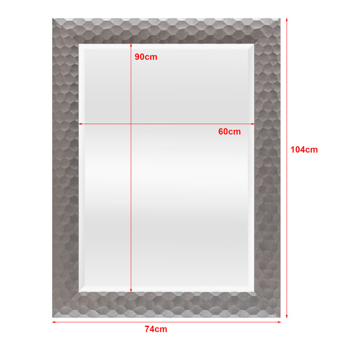 Specchio da Parete Ocre Cornice Decorativo a Nido d'Ape 104 x 74 cm Grigio Argento [en.casa]