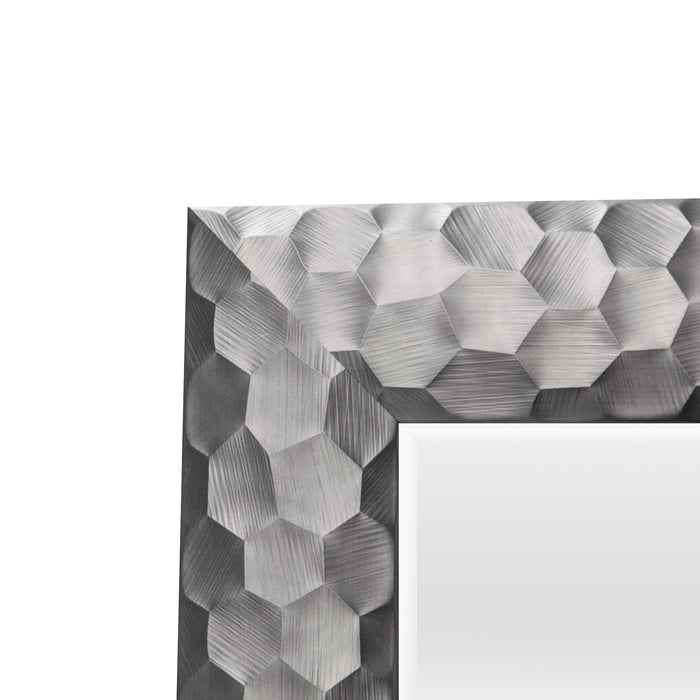 Specchio da Parete Ocre Cornice Decorativo a Nido d'Ape 104 x 74 cm Grigio Argento [en.casa]