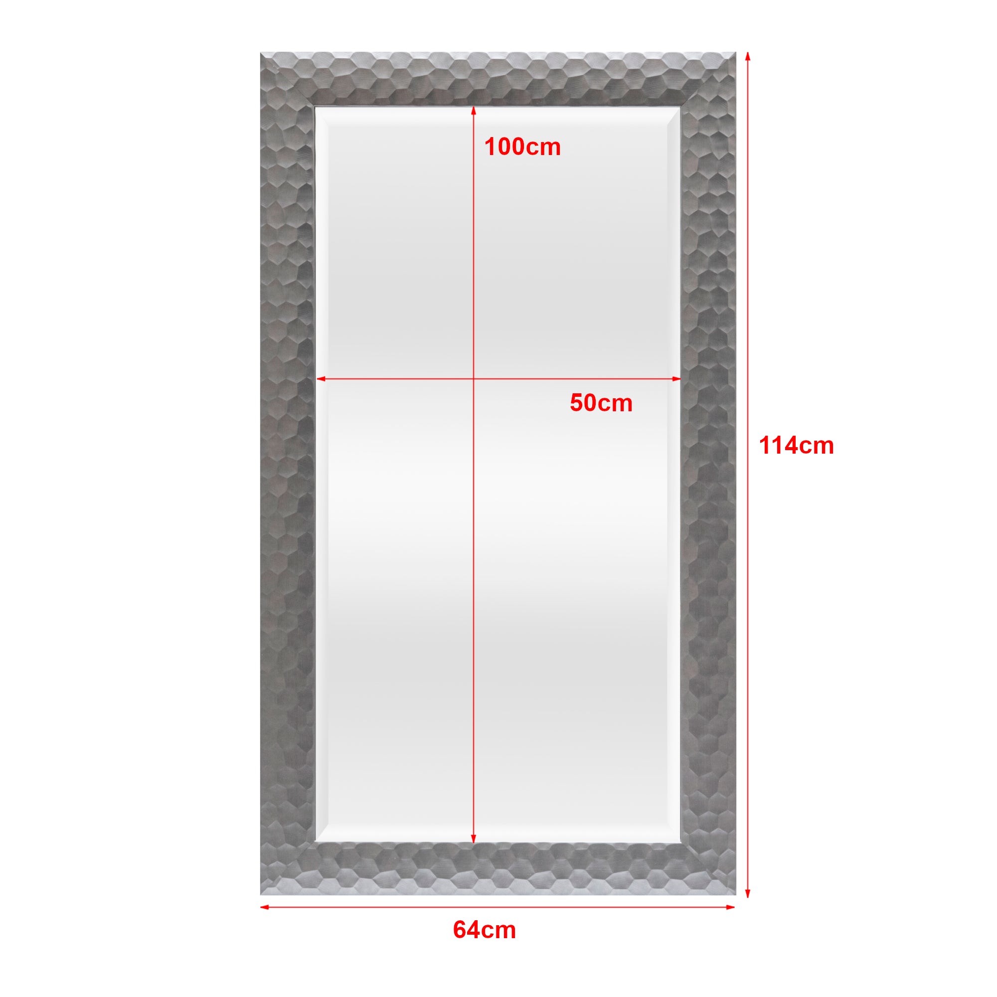 Specchio da Parete Ocre Cornice Decorativo a Nido d'Ape 114 x 64 cm Grigio Argento [en.casa]