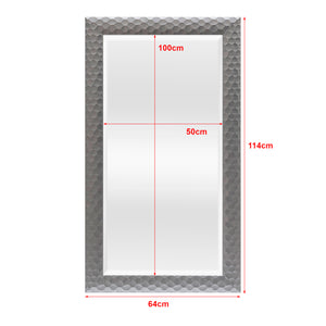 Specchio da Parete Ocre Cornice Decorativo a Nido d'Ape 114 x 64 cm Grigio Argento [en.casa]