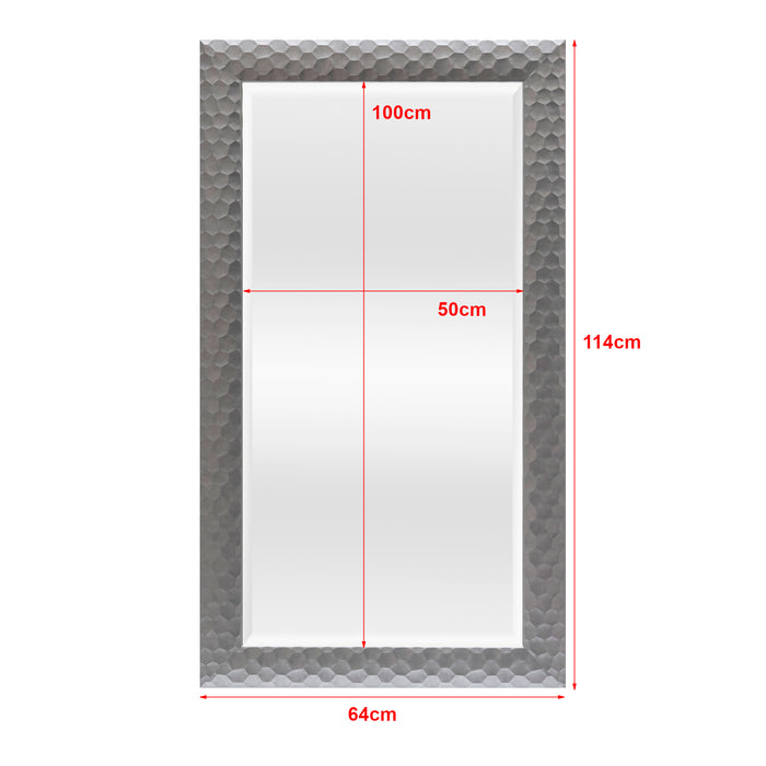 Specchio da Parete Ocre Cornice Decorativo a Nido d'Ape 114 x 64 cm Grigio Argento [en.casa]