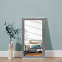 Specchio da Parete Ocre Cornice Decorativo a Nido d'Ape 114 x 64 cm Grigio Argento [en.casa]