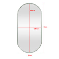 Specchio da Parete Picciano Ovale 30 x 60 cm Grigio Grafite [en.casa]