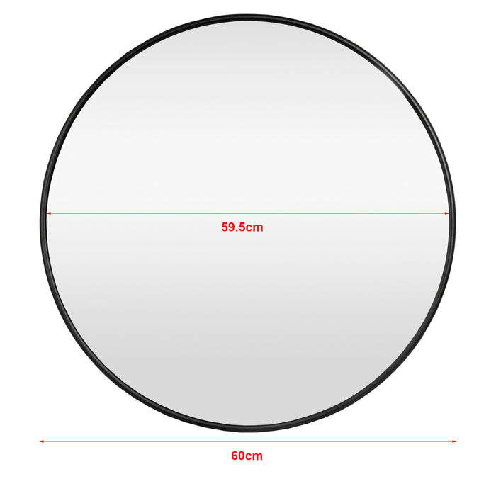 Specchio da Parete Ordona Rotondo Ø 60 cm Nero [en.casa]