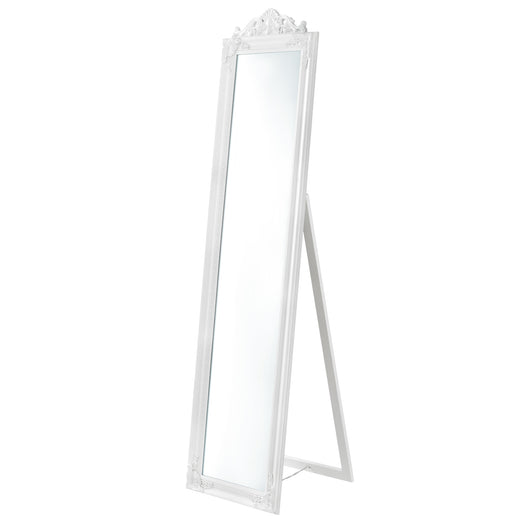 Specchio da Terra Arezzo a Figura Intera 160 x 40 cm Cornice in Eucalipto - Bianco [en.casa]