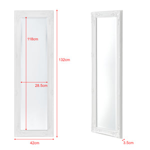 Specchio da Parete Livorno Stile Barocco Montaggio Verticale o Orizzontale 132x42 cm Bianco [en.casa]