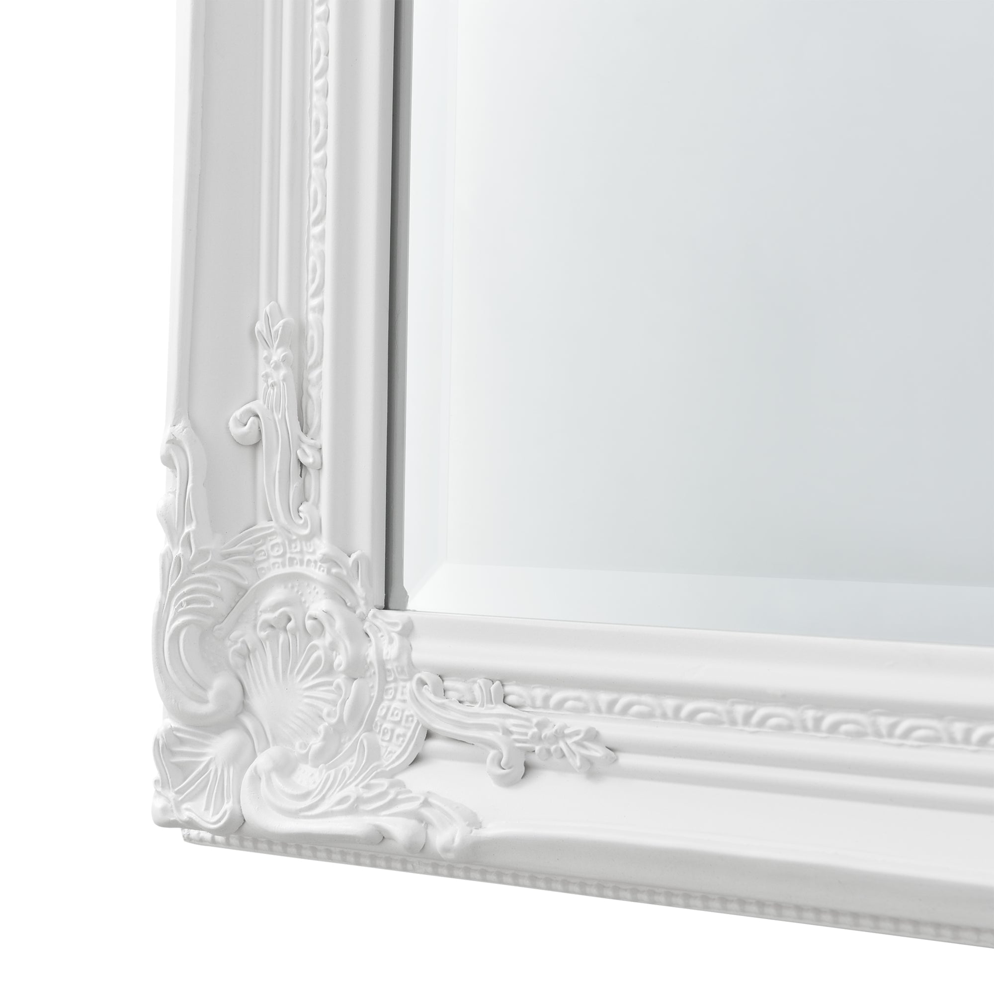 Specchio da Parete Livorno Stile Barocco Montaggio Verticale o Orizzontale 132x42 cm Bianco [en.casa]