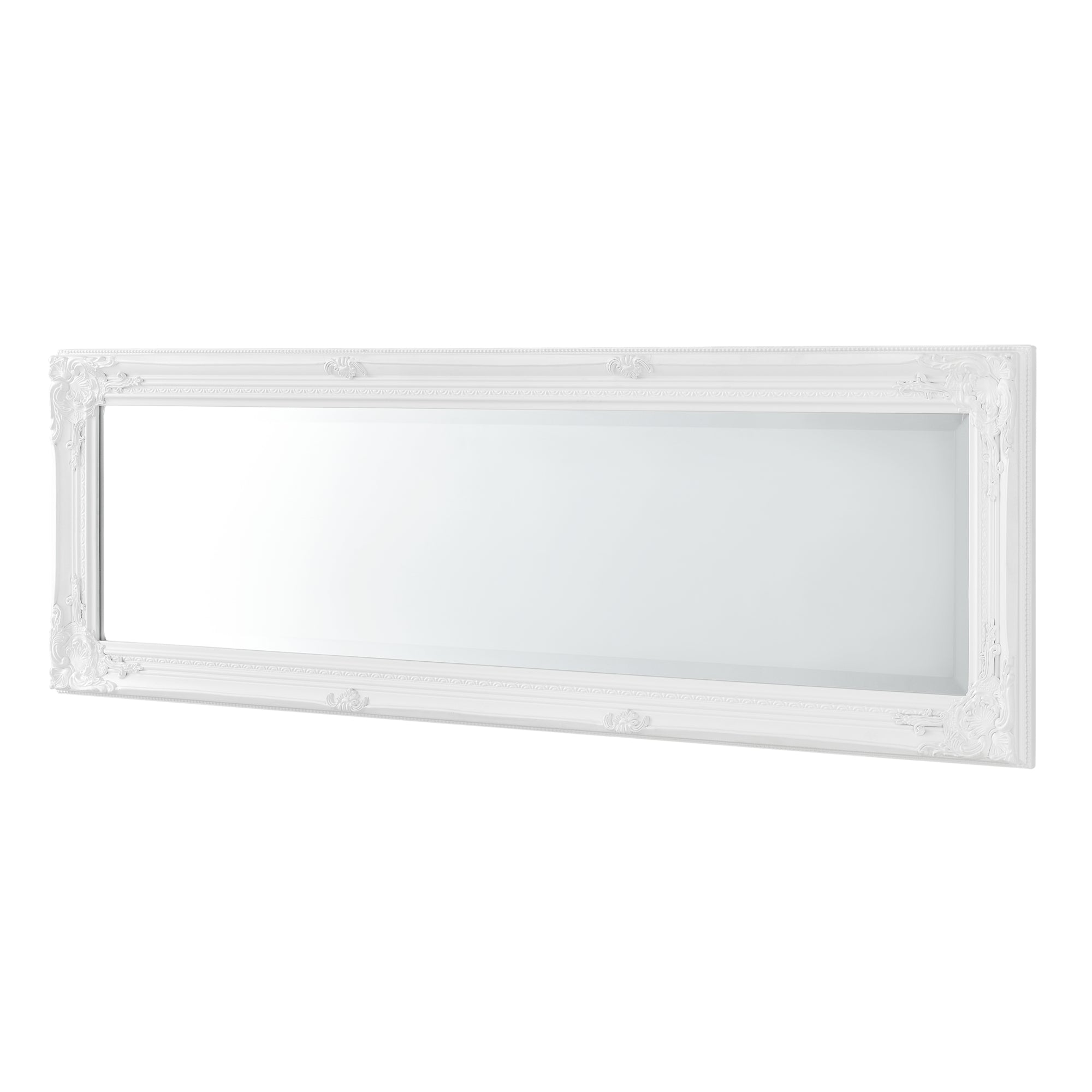 Specchio da Parete Livorno Stile Barocco Montaggio Verticale o Orizzontale 132x42 cm Bianco [en.casa]