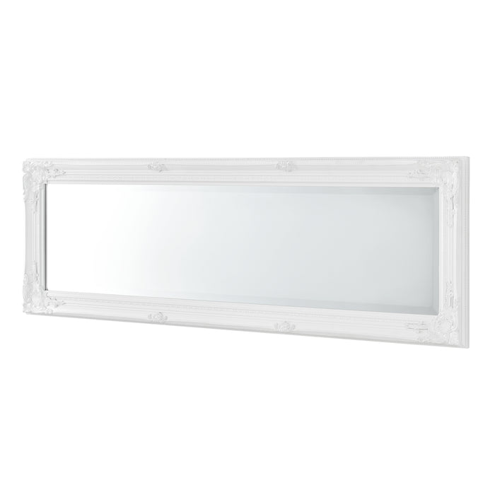 Specchio da Parete Livorno Stile Barocco Montaggio Verticale o Orizzontale 132x42 cm Bianco [en.casa]