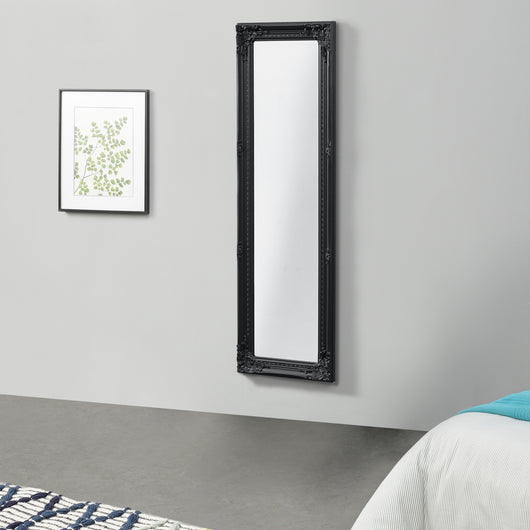 Specchio da Parete Livorno Stile Barocco Montaggio Verticale o Orizzontale 132x42 cm Nero [en.casa]