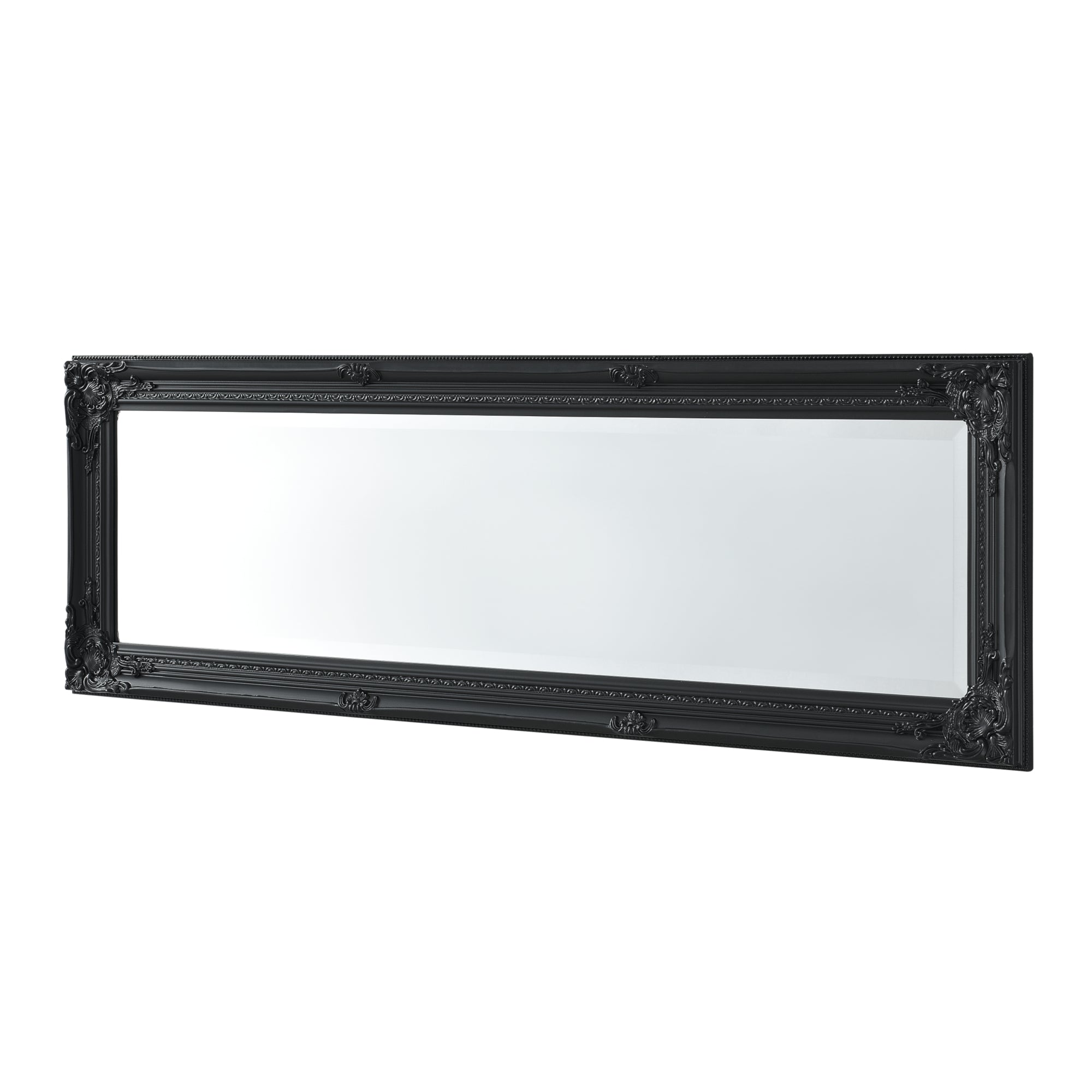 Specchio da Parete Livorno Stile Barocco Montaggio Verticale o Orizzontale 132x42 cm Nero [en.casa]