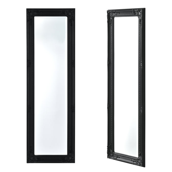 Specchio da Parete Livorno Stile Barocco Montaggio Verticale o Orizzontale 132x42 cm Nero [en.casa]