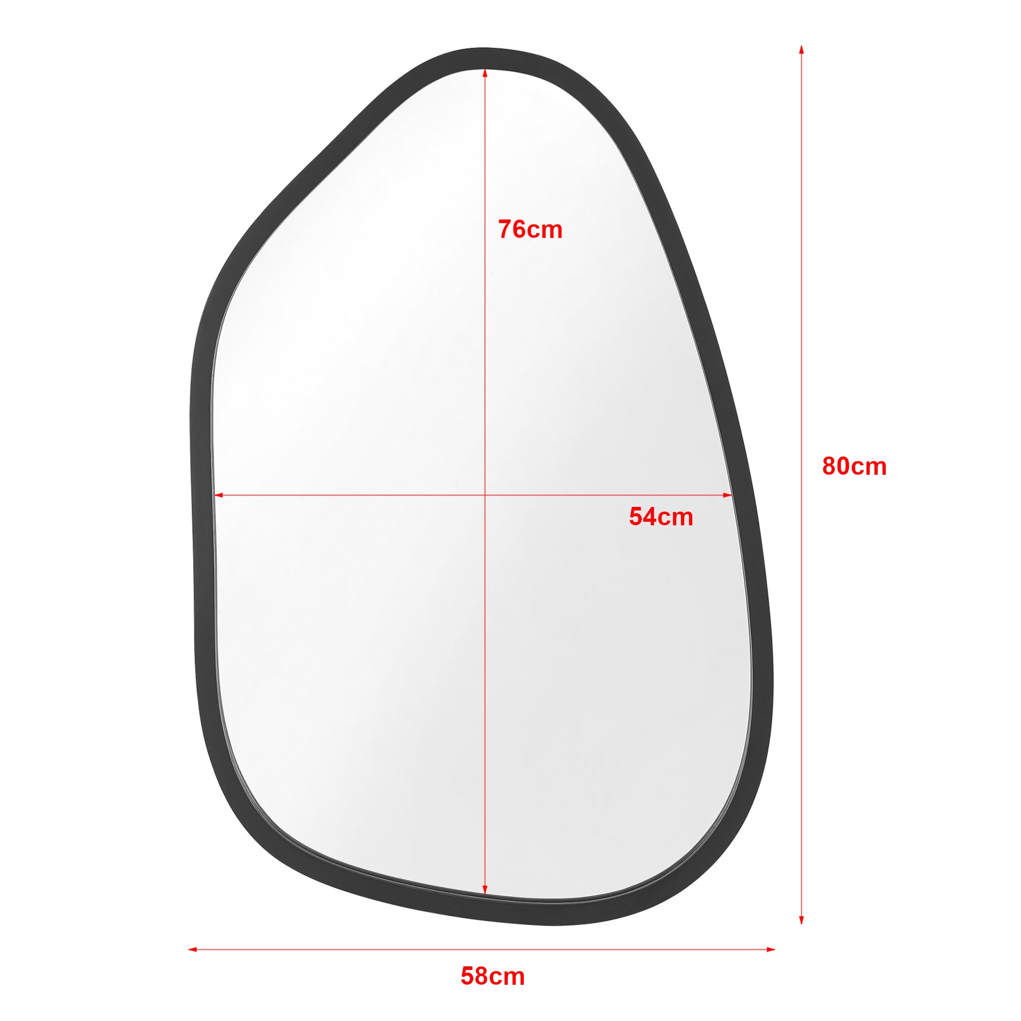 Specchio da Parete Filiano 80 x 58 cm Cornice Irregolare - Nero [en.casa]