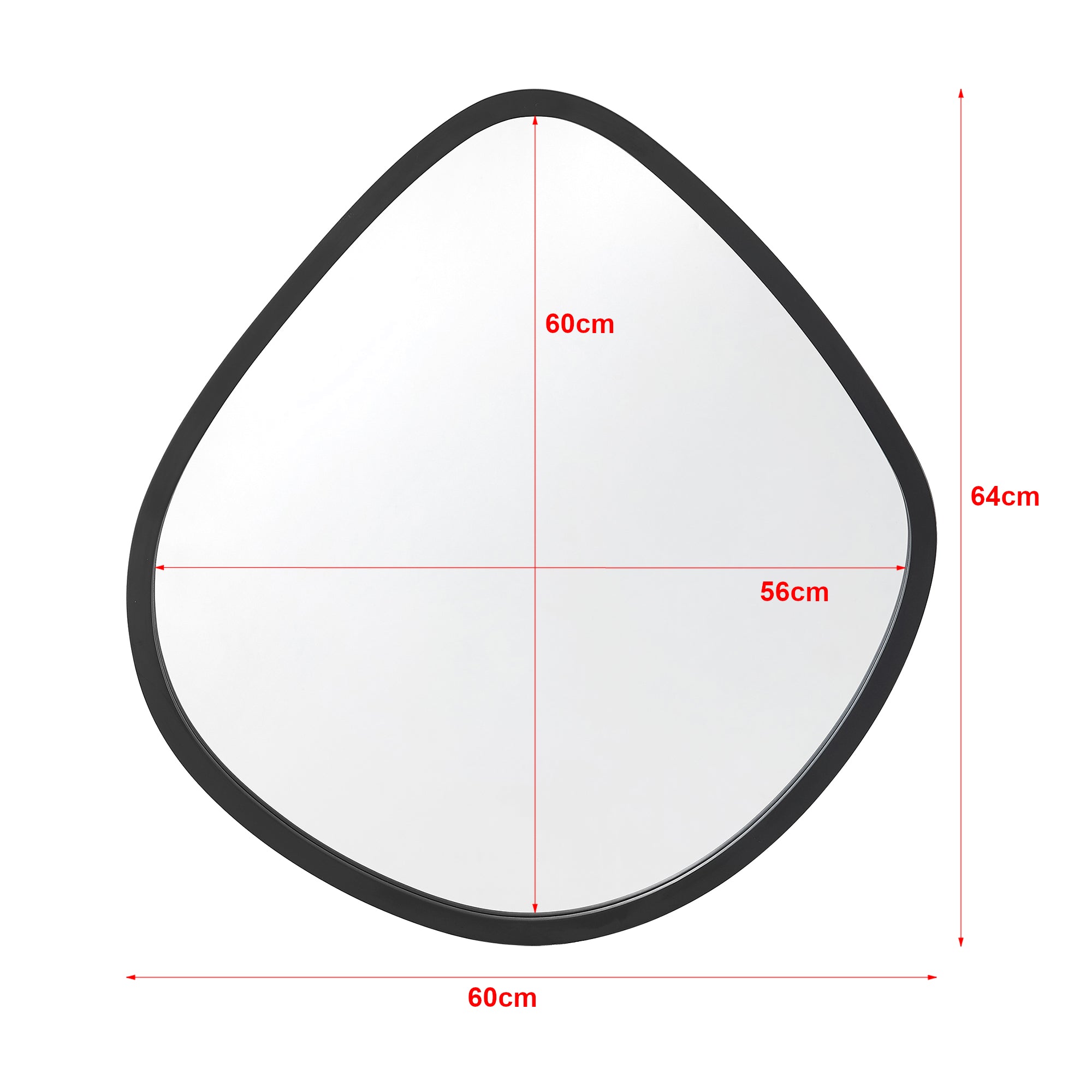 Specchio da Parete 'Galatone' Forma Irregolare (AxL) 64 x 60 cm Specchio con Cornice Asimmetrica - Nero opaco [en.casa]