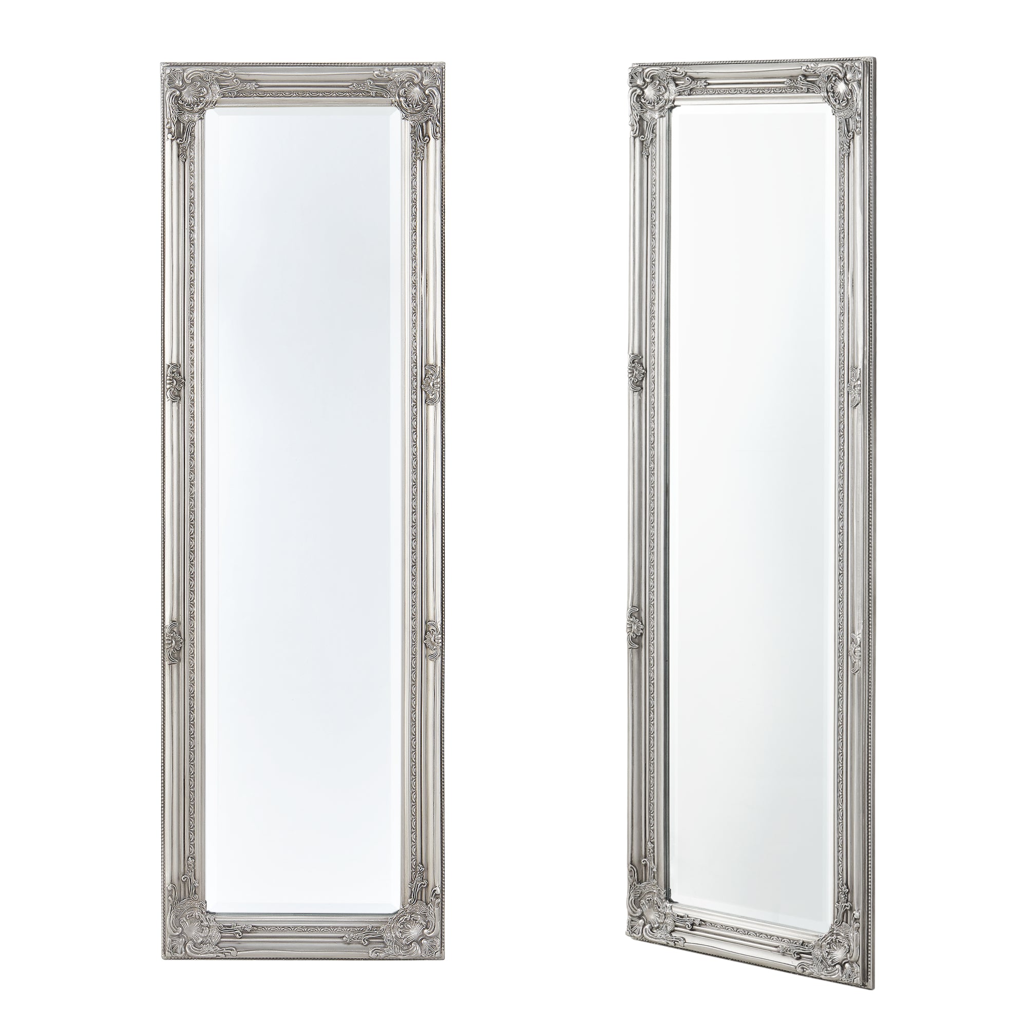 Specchio da Parete Livorno Stile Barocco Montaggio Verticale o Orizzontale 132x42 cm Argentato [en.casa]