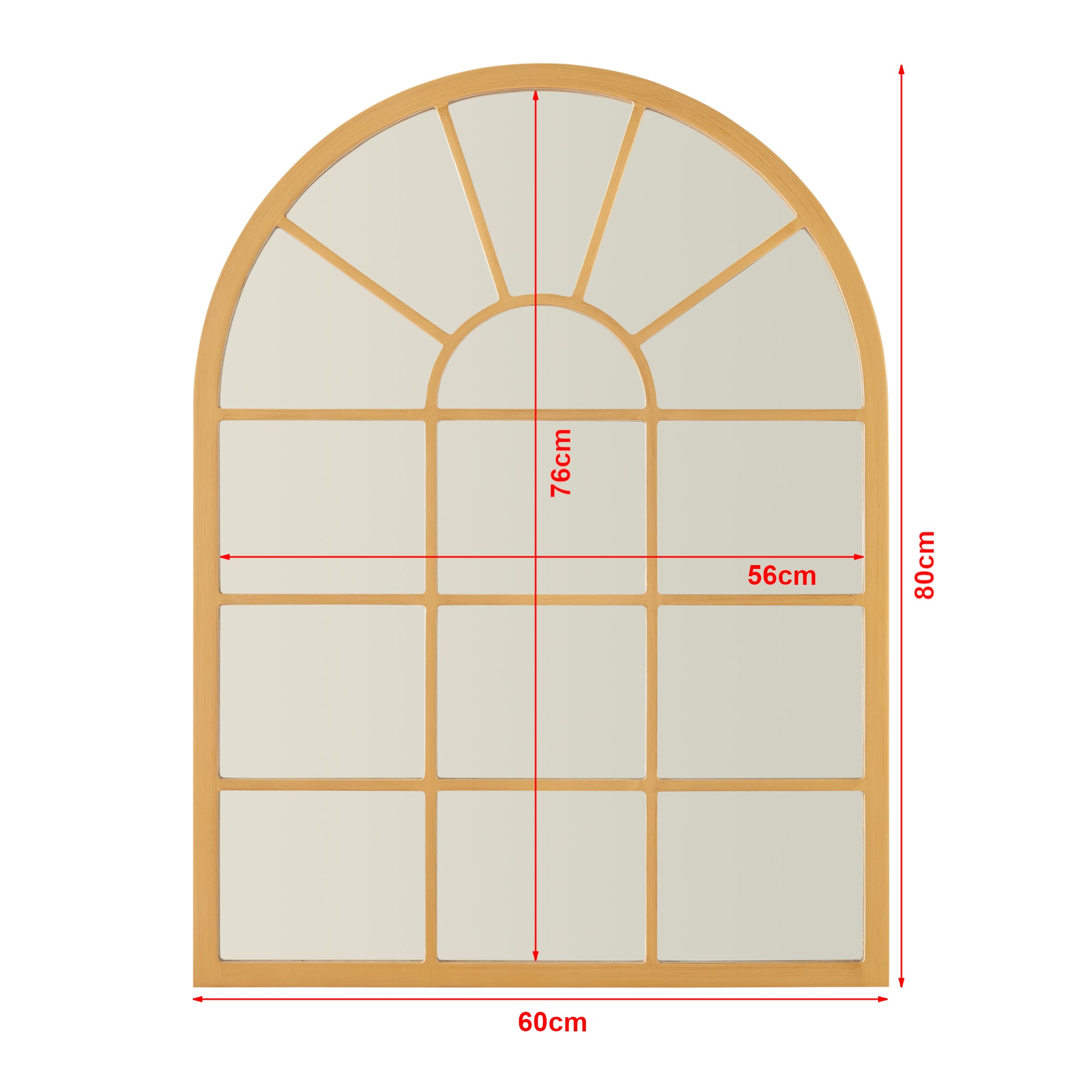 Specchio da Parete Villalago Forma Arcuata 80 x 60 cm color Oro [en.casa]
