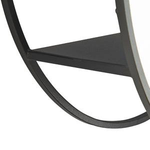 Specchio da Parete Sunne con Ripiani in Acciaio Nero 50 x 50 x 13 cm Rotondo [en.casa]