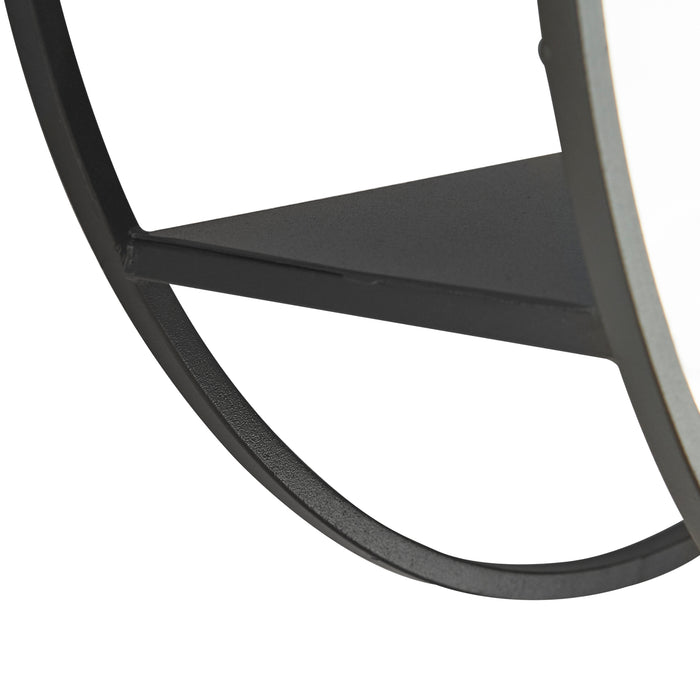 Specchio da Parete Sunne con Ripiani in Acciaio Nero 50 x 50 x 13 cm Rotondo [en.casa]