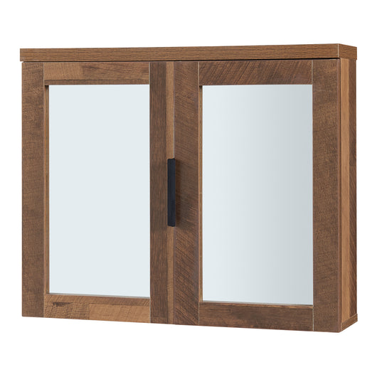 Armadietto Pensile da Bagno Namsskogan con Ante Specchiate - Effetto Noce [en.casa]